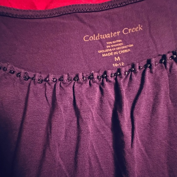 Coldwater Creek women’s purple 3/4 top small beads at neckline. Size medium EUC - Picture 10 of 16